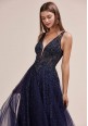 ROMANTIC VESPERTINE BEADED V-NECKLINE A-LINE GOWN